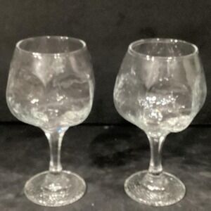 Libbey Vintage Chivalry Clear Wine Goblets Unique Hexagon Set of 2